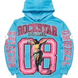 Fields Blue Distressed Graphic Hoodie